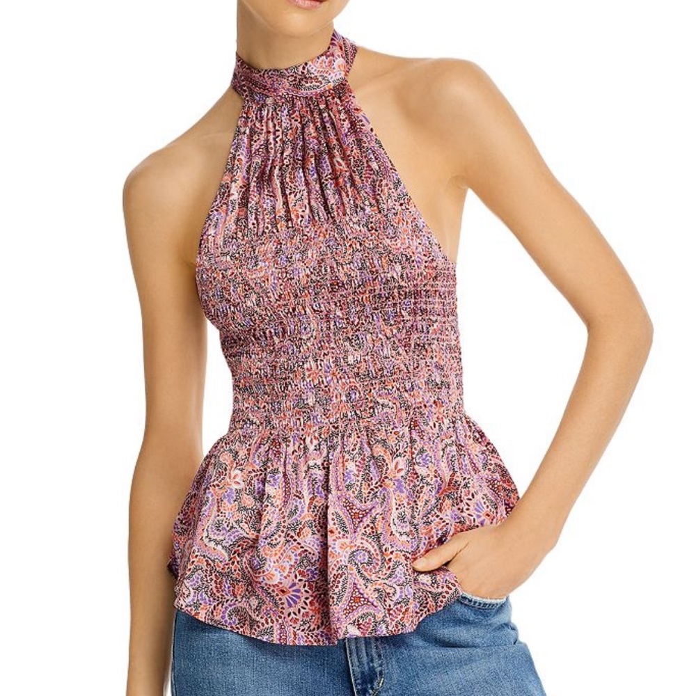 NWT Cinq a Sept Silk Halter Tie Neck Top